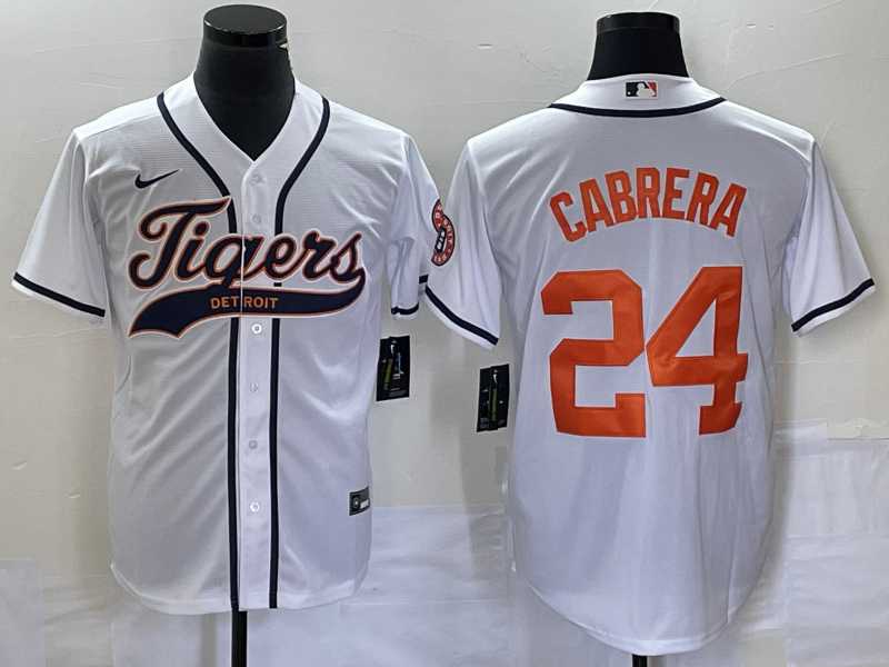 Men%27s Detroit Tigers #24 Miguel Cabrera White Cool Base Stitched Baseball Jersey->detroit tigers->MLB Jersey